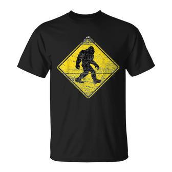 Bigfoot Crossing Sign Rustic Vintage Sasquatch T-shirt - Thegiftio UK