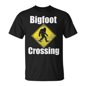Bigfoot Distressed Crossing Sign Rustic Sasquatch T-shirt - Thegiftio UK