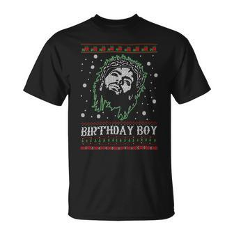 Birthday Boy Jesus Ugly Sweater Christmas Xmas Unisex T-Shirt - Monsterry