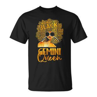 Black Women Afro Hair Art Gemini Queen Gemini Birthday Unisex T-Shirt - Seseable