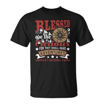 Blessed Are The Curious Us National Parks Hiking & Camping T-shirt - Thegiftio UK