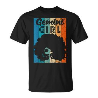 Born In May 21 To June 20 Birthday Gemini Girl Afro Hair Unisex T-Shirt - Seseable
