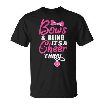 Bows And Bling Its A Cheer Thing Youth Team Cute Cheerleader T-shirt - Thegiftio