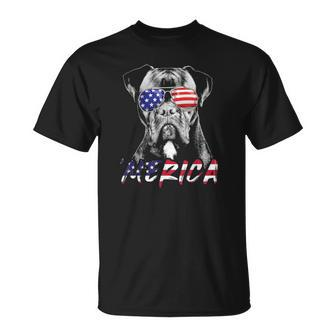 Boxer Dog American Usa Flag Merica 4Th Of July Dog Lover Unisex T-Shirt | Mazezy