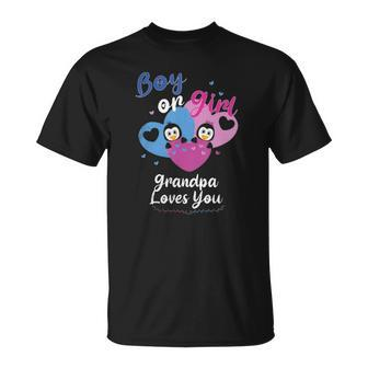 Boy Or Girl Grandpa Loves You Penguin Gender Reveal Party T-shirt - Thegiftio UK