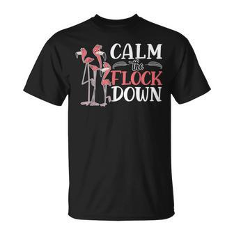 Calm The Flock Down Flamingo Whisperer Pink Feather Bird T-shirt - Thegiftio UK