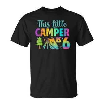 Camper Kids Birthday 6 Years Old Camping 6Th B-Day Funny Unisex T-Shirt | Mazezy