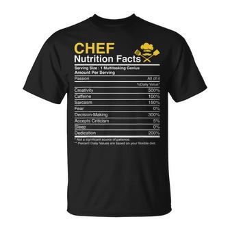 Chef Cook Culinary Cuisine Baker Nutrition Facts Sous Chef T-shirt - Thegiftio UK
