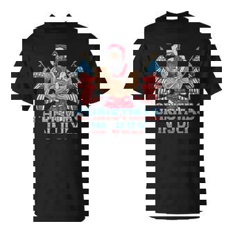 Christmas In July Patriotic Santa Claus American Usa Flag T-shirt - Thegiftio UK
