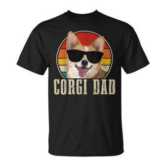 Corgi Dad Vintage Sunglasses Funny Corgi Dog Owner Unisex T-Shirt - Seseable