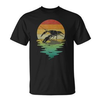 Crayfish Sunset Retro Vintage 70S Crawfish Nature Lover Unisex T-Shirt | Mazezy