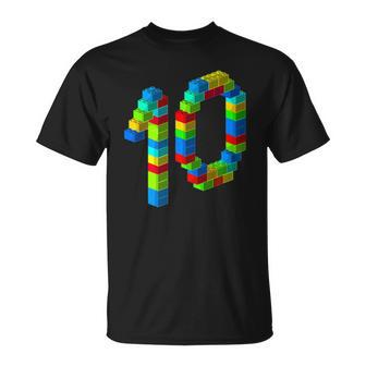 Cute Block Building 10Th Birthday Gift 10 Years Old Boy Girl V2 Unisex T-Shirt | Mazezy
