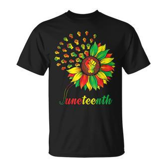 Cute Juneteenth Fist Sunflower Black African American T-shirt - Thegiftio UK