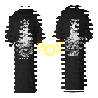 Cute White Cat Sunflower Decor Cat T-shirt - Thegiftio