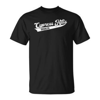 Cypress Hills Brooklyn Typographic Distressed Design Unisex T-Shirt | Mazezy
