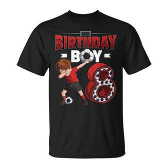 Dabbing Boy 8 Year Old Soccer Player 8Th Birthday Party Unisex T-Shirt - Seseable