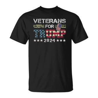 Dad Grandpa Veterans For Trump 2024 American Flag Camo Unisex T-Shirt | Mazezy