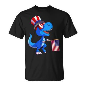 Dinosaur 4Th Of July Usa Flag Dino Kids Boys July 4 Unisex T-Shirt | Mazezy DE