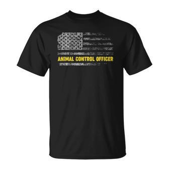 Distressed Patriotic Animal Control Officer Rescuer Us Flag Unisex T-Shirt | Mazezy