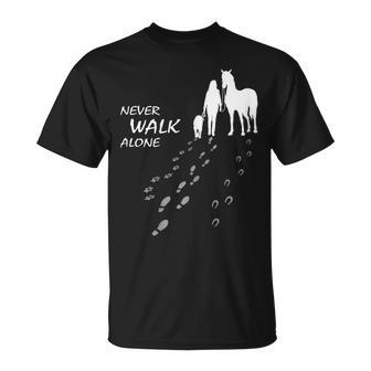 Dog Horse Never Walk Alone Horse Fan Dog Lover T-shirt - Thegiftio UK