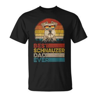 Dog Vintage Best Schnauzer Dad Ever Fathers Day Dog Dad Papa Unisex T-Shirt - Seseable