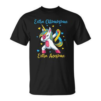 Down Syndrome Girls Extra Chromosome Dabbing Unicorn T-shirt - Thegiftio UK