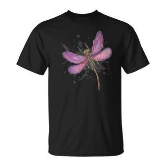 Dragonfly Pink Watercolors T-shirt - Thegiftio UK