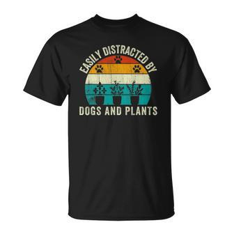 Easily Distracted By Dogs And Plants Gardener Gardening T-shirt - Thegiftio UK