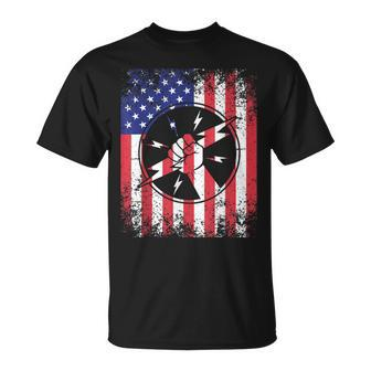 Electrician Dad Usa Flag Patriotic 4Th Of July Gift Unisex T-Shirt - Seseable