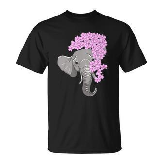 Elephant Hiding Behind Flowers Cute Animal Girls Gift Unisex T-Shirt | Mazezy