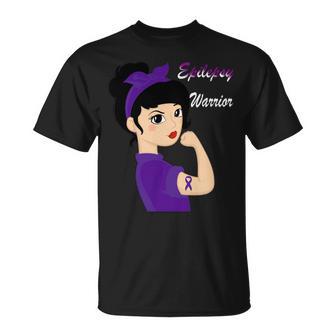 Epilepsy Warrior Strong Women Purple Ribbon Epilepsy Epilepsy Awareness V2 Unisex T-Shirt | Favorety AU