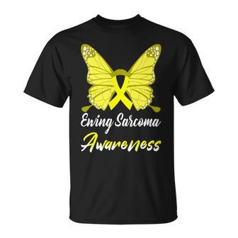 Ewings Sarcoma Awareness Butterfly Yellow Ribbon Ewings Sarcoma Ewings Sarcoma Awareness Unisex T-Shirt | Favorety DE