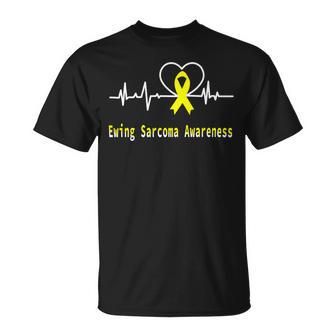 Ewings Sarcoma Awareness Heartbeat Yellow Ribbon Ewings Sarcoma Ewings Sarcoma Awareness Unisex T-Shirt | Favorety CA