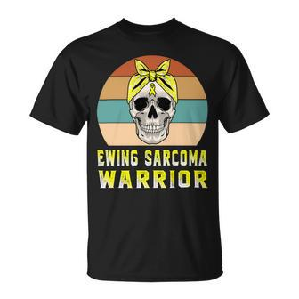 Ewings Sarcoma Warrior Skull Women Vintage Yellow Ribbon Ewings Sarcoma Ewings Sarcoma Awareness Unisex T-Shirt - Monsterry DE