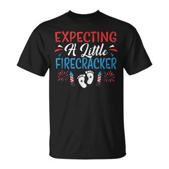 Expecting A Little Firecracker 4Th Of July Pregnancy Baby Unisex T-Shirt - Seseable