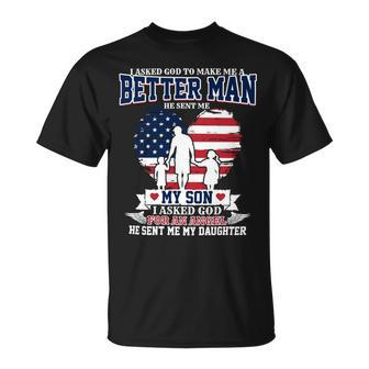 Father Grandpa Better Man Sondaughter Patriotic Family Best Dad 57 Family Dad Unisex T-Shirt - Monsterry