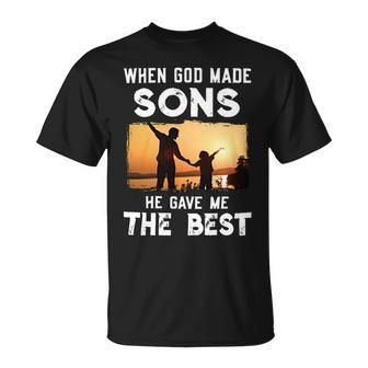 Father Grandpa When God Made Sons He Gave Me The Best 145 Family Dad Unisex T-Shirt - Monsterry