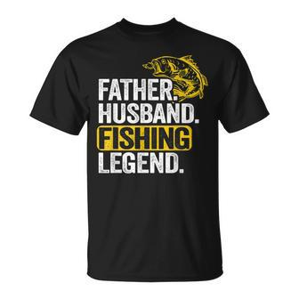 Father Husband Fishing Legend Bass Fisherman Dad Fishing T-shirt - Thegiftio UK