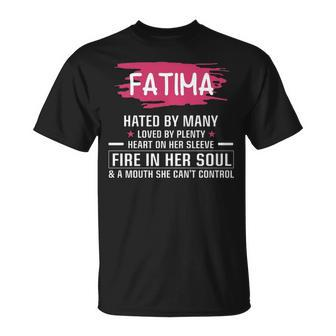 Fatima Name Fatima Hated By Many Loved By Plenty Heart On Her Sleeve T-Shirt - Seseable