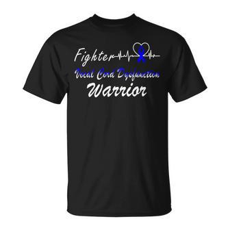 Fighter Vocal Cord Dysfunction Warrior Heartbeat Blue Ribbon Vcd Vocal Cord Dysfunction Awareness Unisex T-Shirt | Favorety AU