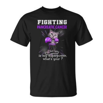 Fighting Cat Pancreatic Cancer Awareness T-shirt - Thegiftio UK