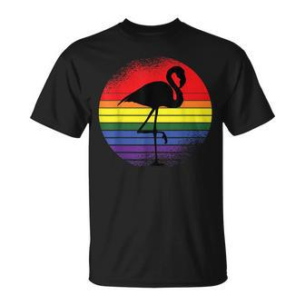 Flamingo Lgbt-Q Retro Vintage Bird Gay Pride Flag Ally T-shirt - Thegiftio UK