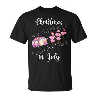 Flamingo Pink Retro Camping Car Christmas In July V4 T-shirt - Thegiftio UK