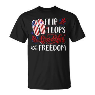 Flip Flops Fireworks And Freedom 4Th Of July V2 Unisex T-Shirt | Mazezy