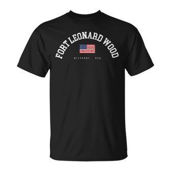 Fort Leonard Wood Mo Retro American Flag Usa City Name Unisex T-Shirt - Seseable