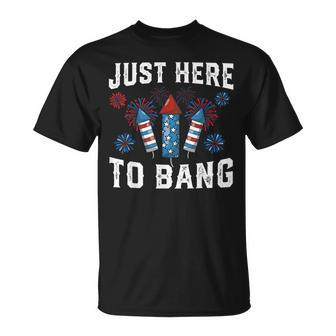Fourth Of July 4Th Of July Fireworks Just Here To Bang Unisex T-Shirt - Seseable
