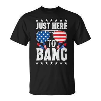 Fourth Of July 4Th Of July Im Just Here To Bang Patriotic Unisex T-Shirt - Seseable