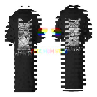 Free Mom Hugs Purride Proud Ally Cat Rainbow Flag Lgbt Pride T-shirt - Thegiftio