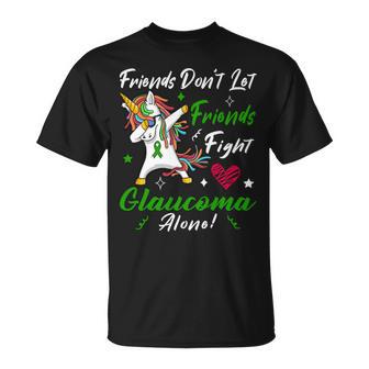 Friends Dont Let Friends Fight Glaucoma Alone Unicorn Green Ribbon Glaucoma Glaucoma Awareness Unisex T-Shirt | Favorety DE