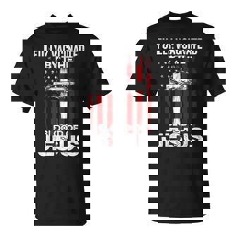 Fully Vaccinated By The Blood Of Jesus Christian Usa Flag V2 T-shirt - Thegiftio